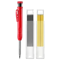 solid carpenter pencil for construction with 12 refill leads built in sharpener long nosed deep hole mechanical pencil markers