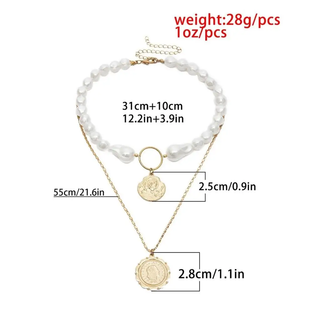 Многослойное ожерелье чокер с искусственным жемчугом эффектное резной магнит