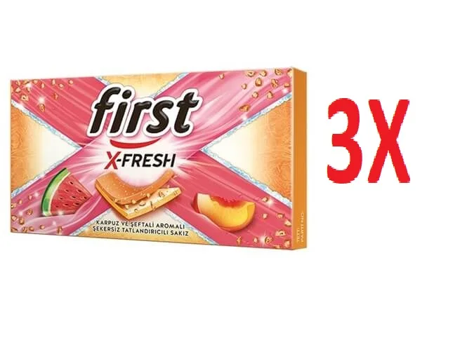 

First X-Fresh Watermelon & Peach Flavored Gum 27 gr X 3X FREE SHİPPİNG