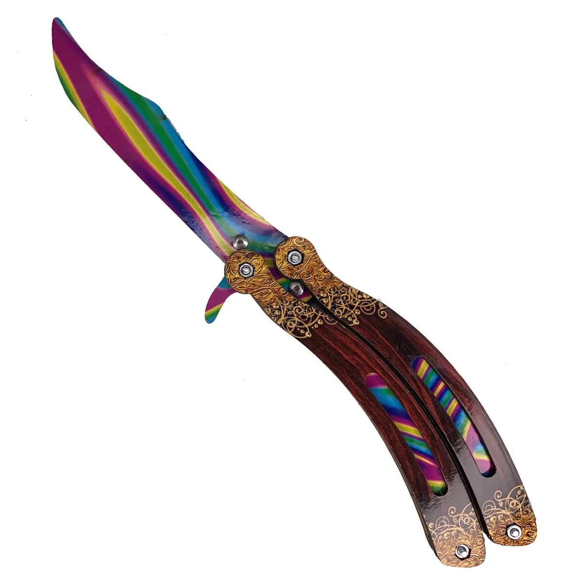 Нож бабочка деревянный &quotРадужные линии&quot (Rainbow Lines)