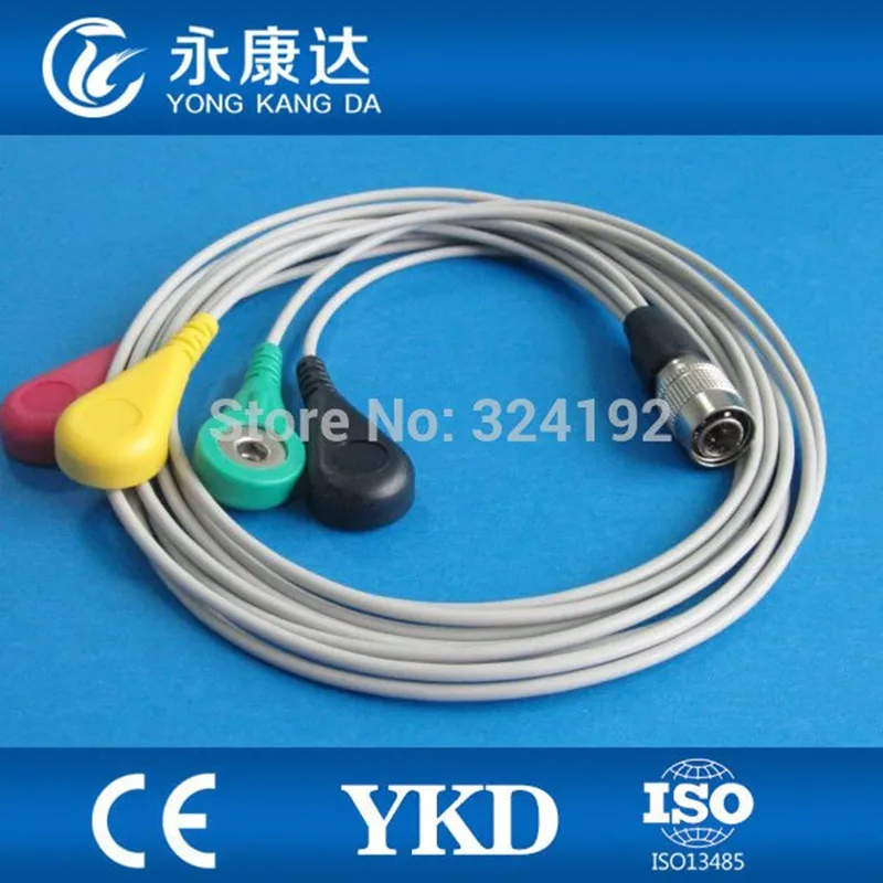 Совместимый PI Din стиль Holter ecg кабель IEC 4 свинцовый оснастки для монитора