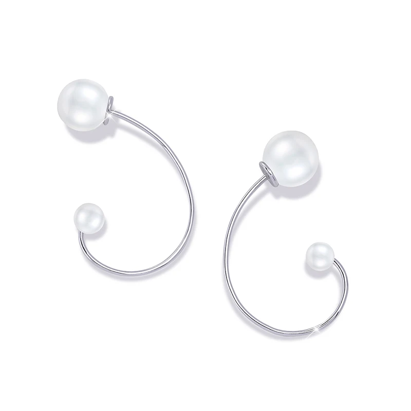 

ANNA QUEEN Pearl Stud Earrings for Women Pearl Love Surrounded With CZ Zircon Jewelry Gift PE0048