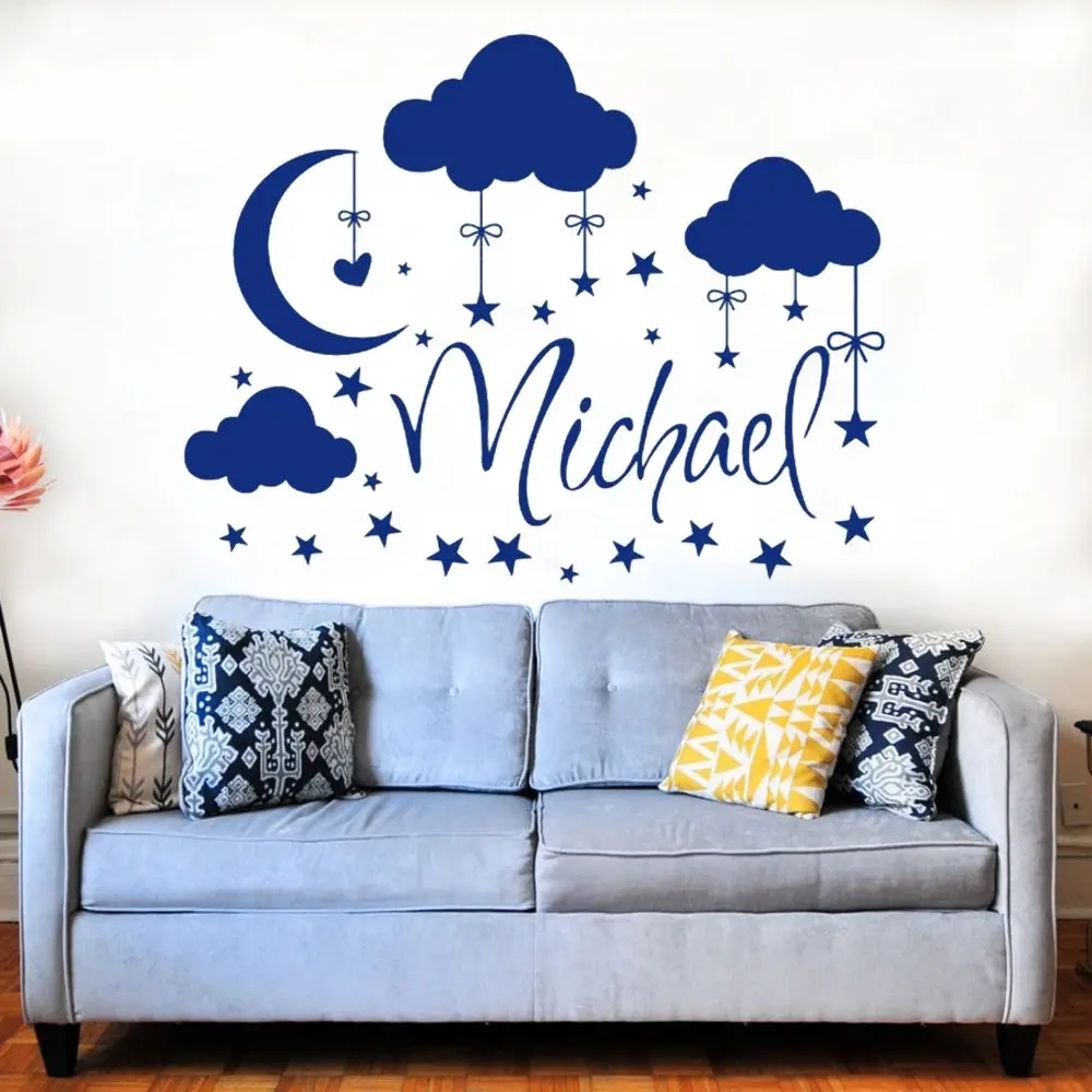 Персонализированная наклейка с именем мальчика в стикер небом настенное