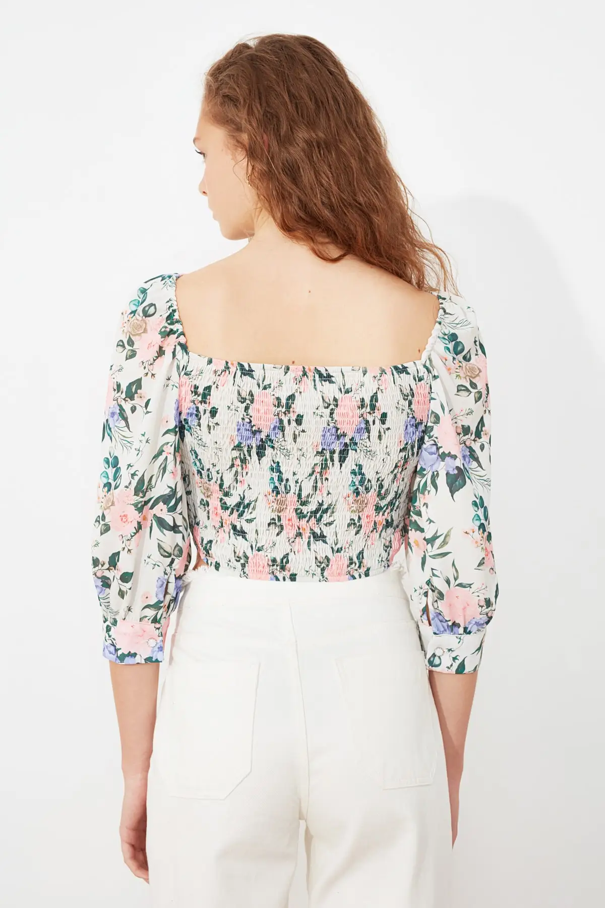 

Multicolour Women 'S Summer Spring Shirred Bluz