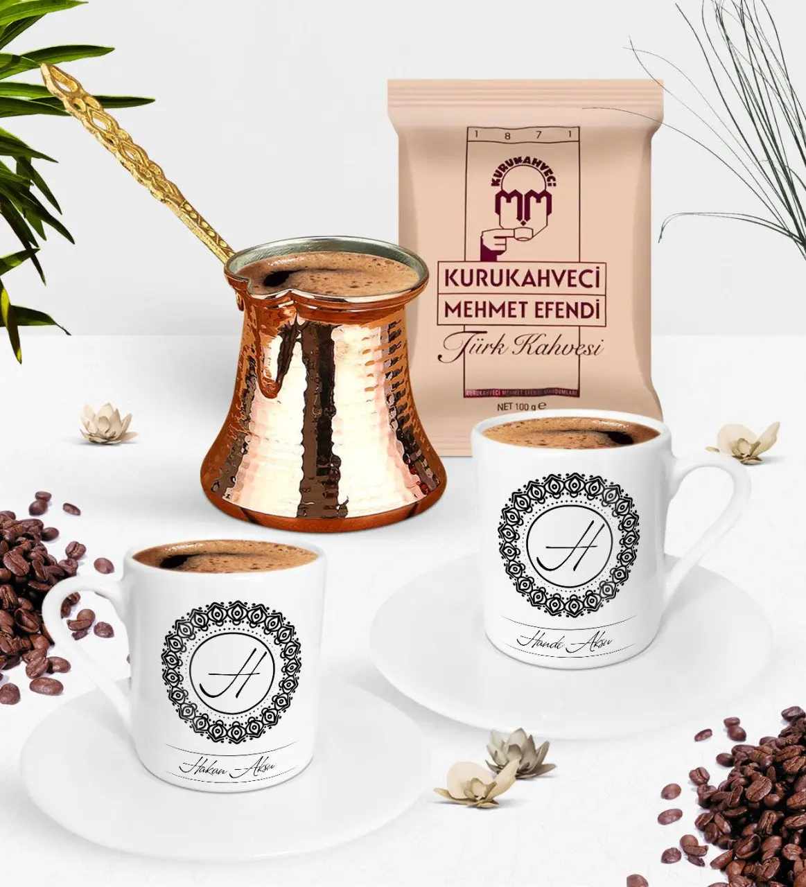 Персонализированная двойная чашка для кофе по-турецки медный кофейник и