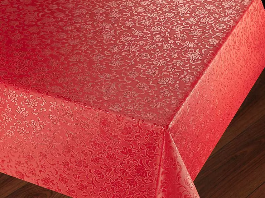

Tablecloth Red color, waterproof and oilproof easy to clean dining cover Patterned Lined Pvc Tablecloth