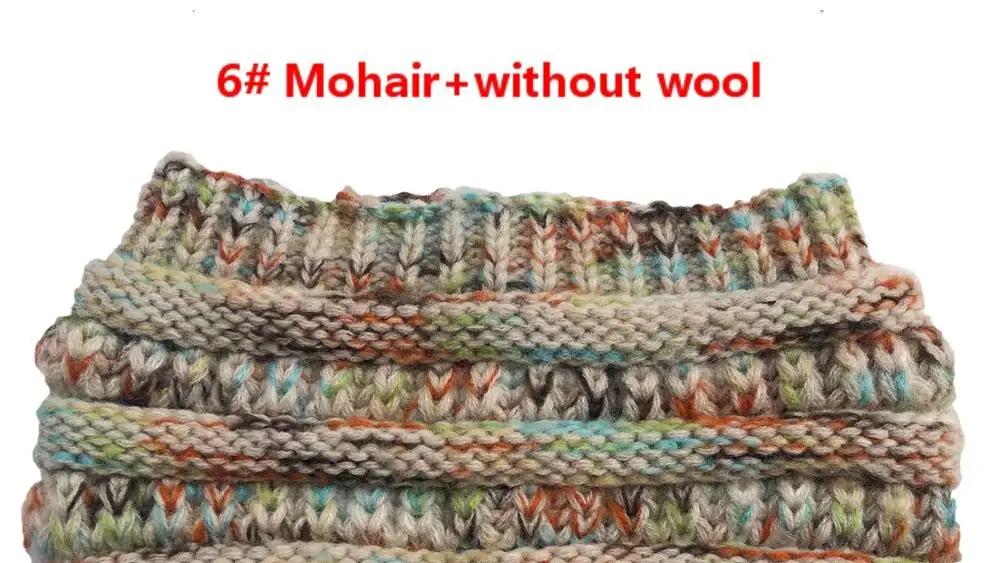 6 Without Wool 8 цветов, головная повязка из мохера, женские тянущиеся вязаные крючком шапки, зимние шапки для рождества, вечерние, подарок для женщин, шапка, теплая, для девушек, грязная булочка - Цвет: 6 Without Wool