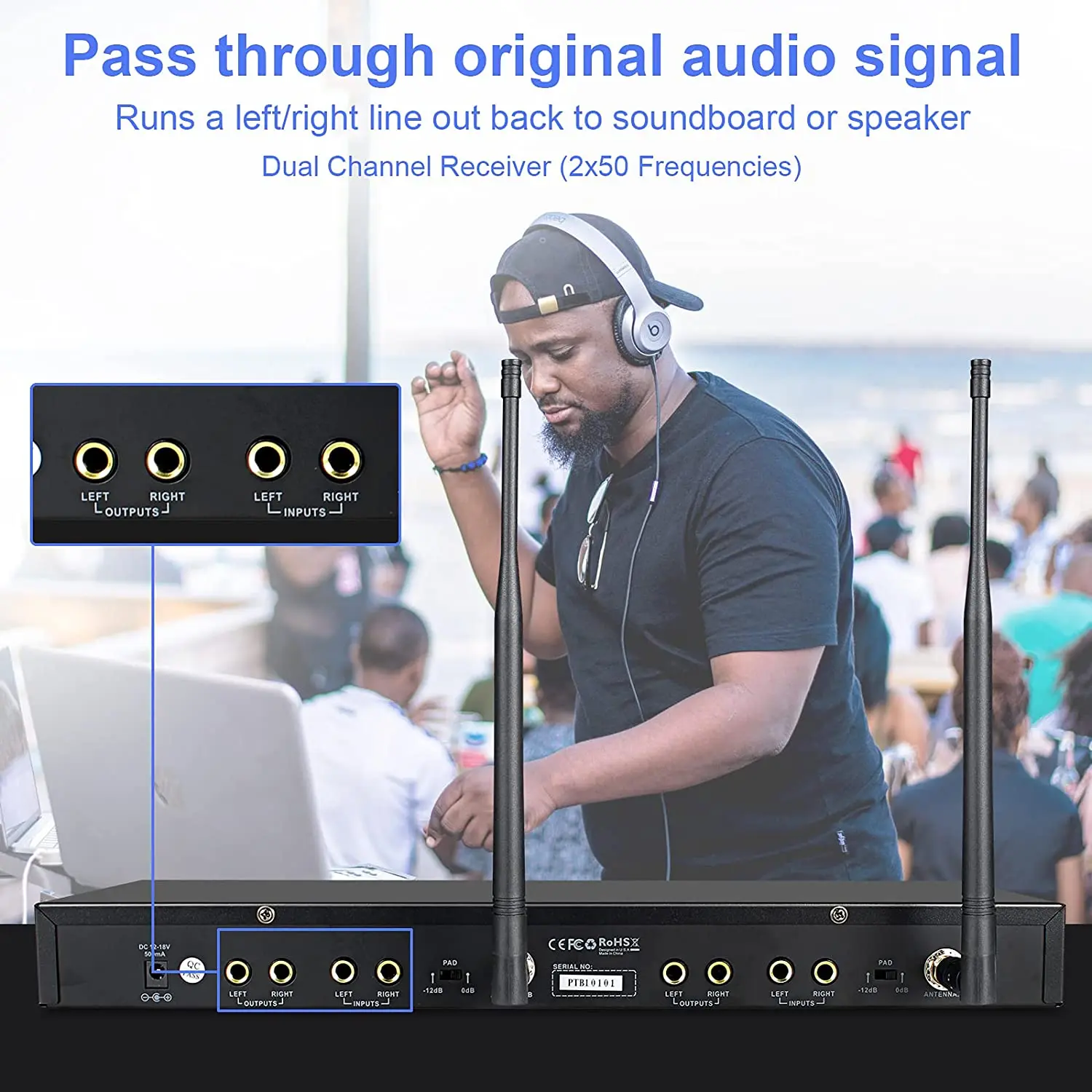 Phenyx Pro PTM-22 UHF Mono Dual Wireless Inear Monitor System с набором для крепления в стойке (500 МГц)