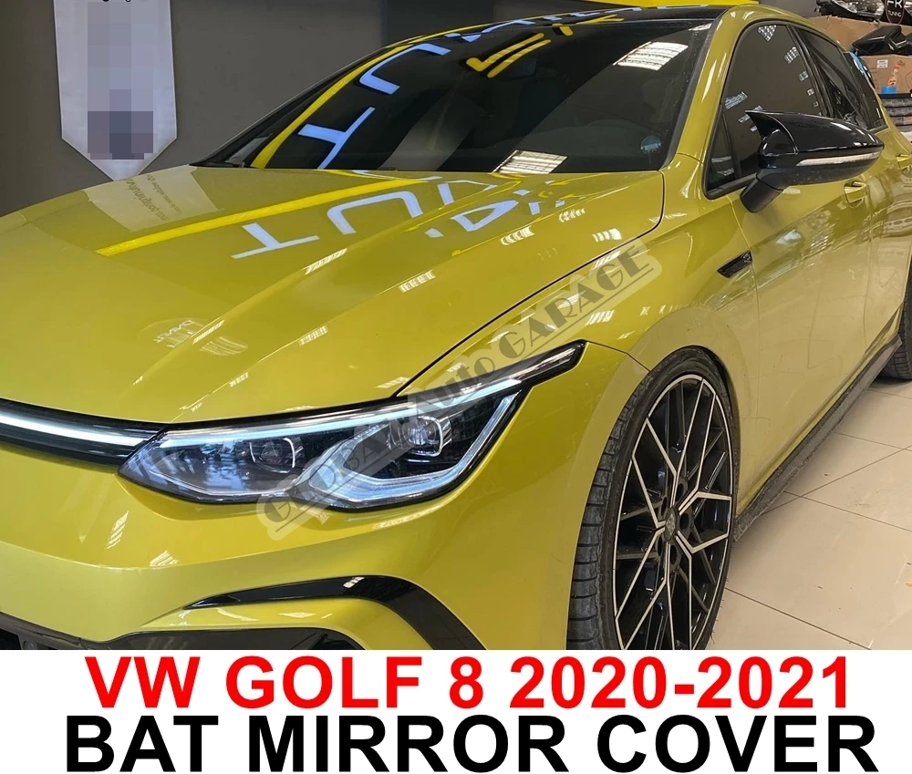 

Bat Mirror Cover For Vw Volkswagen Golf 8 2020 2021 Glossy Piano Black 2 PCS Wing Car Antenna Auto Universal Roof Rack Plastic