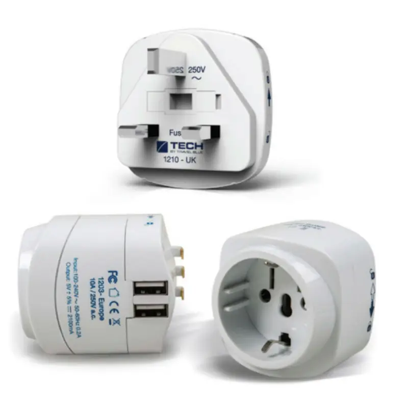 Сетевой адаптер-переходник Travel Blue EU-to-UK с USB (948) | Электроника
