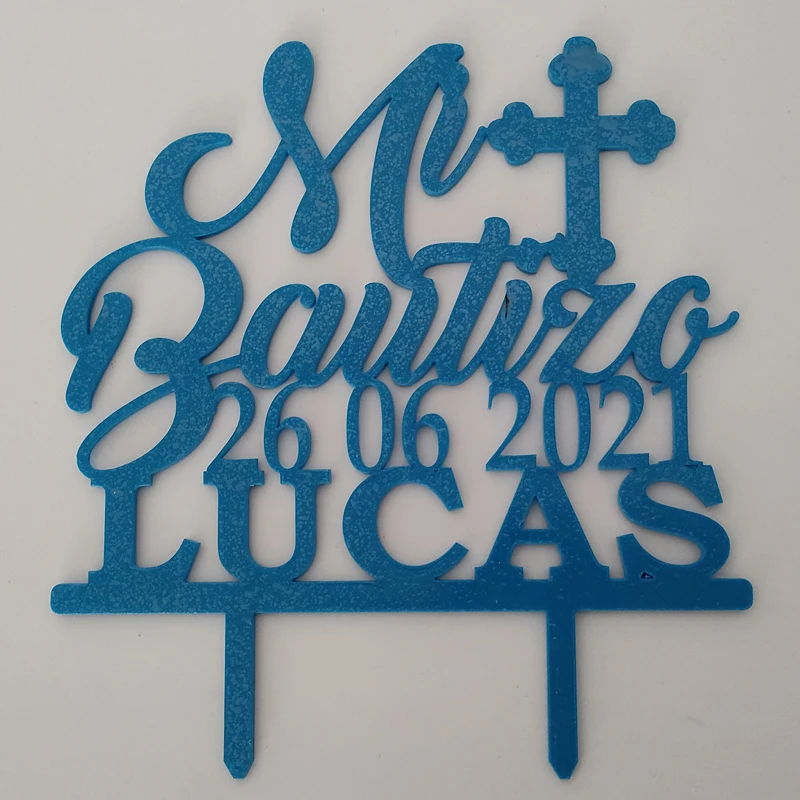Персонализированный Топпер для торта крещения с именем на заказ испанское имя Mi