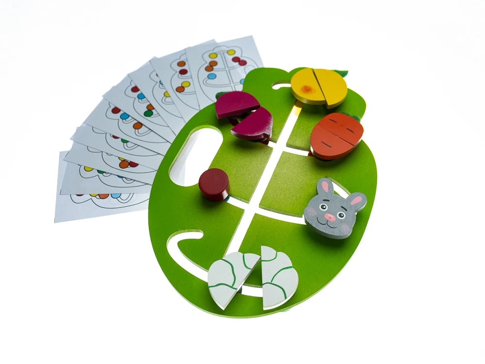 Деревянный лабиринт бизиборд &quotНакорми зайку&quot карточки двухст. 9шт