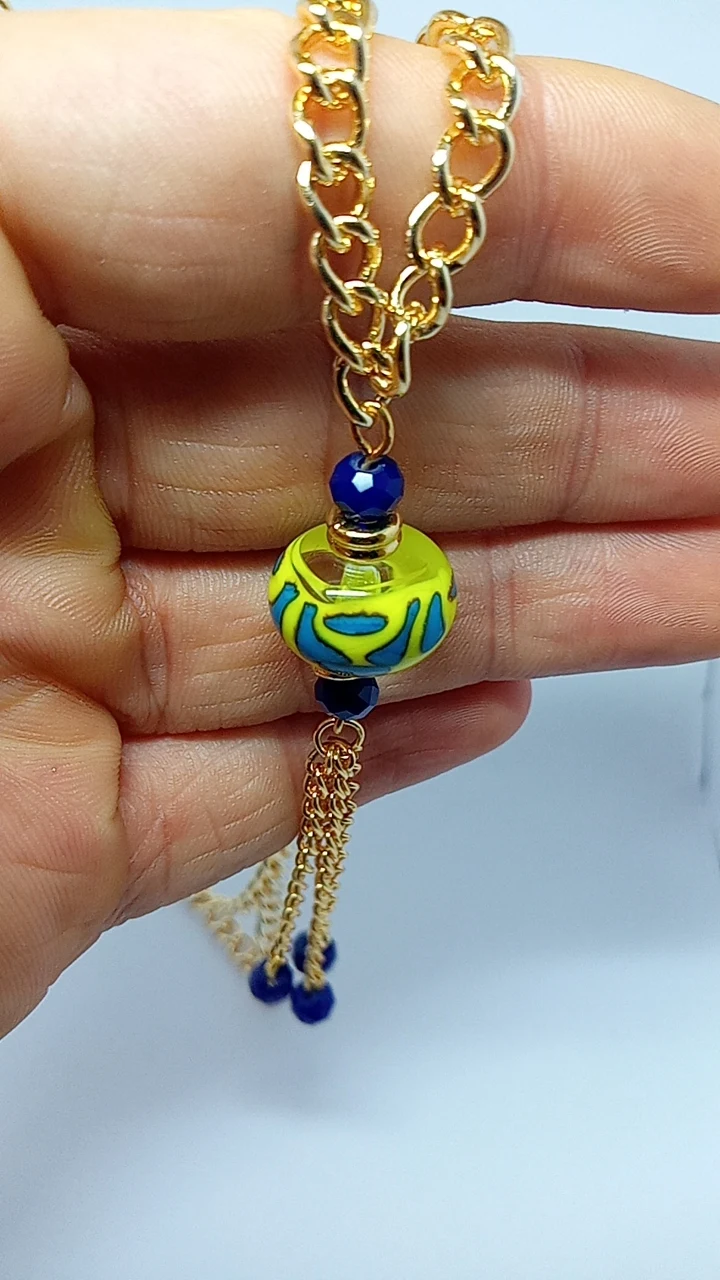 

Handmade Glass Art Necklace Earring Jewelry Set from Crystal and Murano Glass