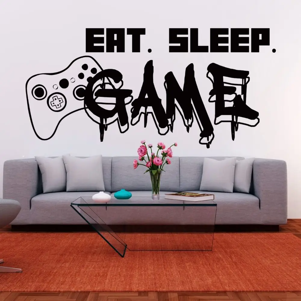 

Eat Sleep Game Wall Art Game Sticker For Home Living Room And Game Room Decoration Removable A002823