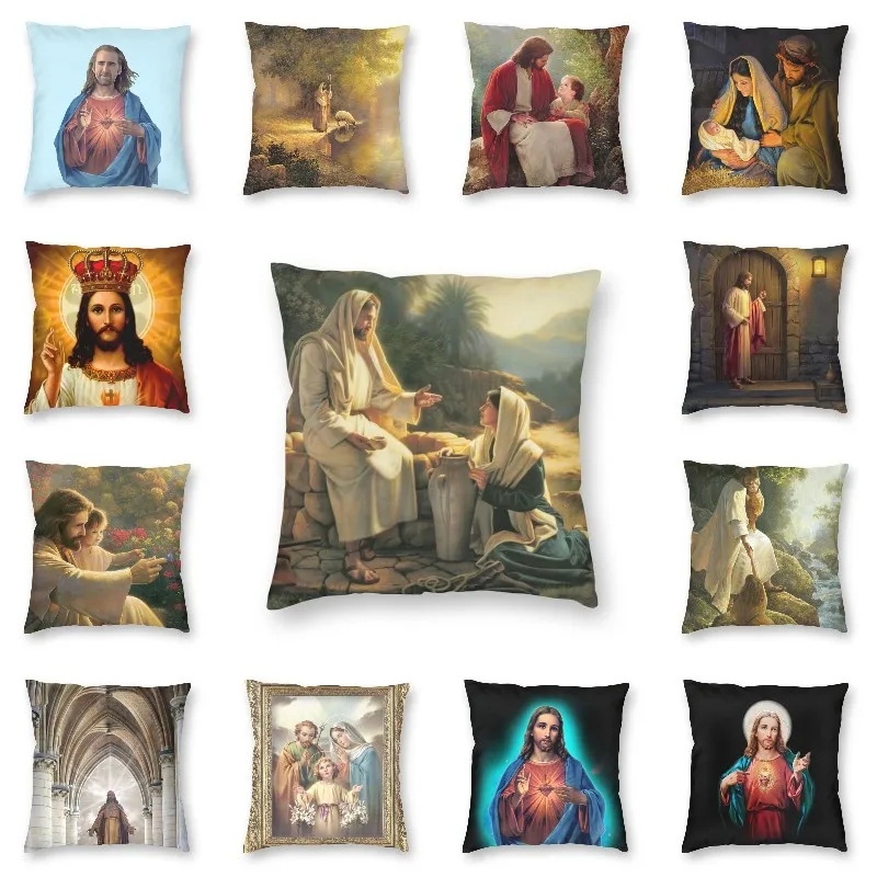 

Знаменитая женщина с Иисусом и самаританом, картина, квадратная декоративная подушка, чехол для дома, 3D двухсторонняя искусственная подушк...
