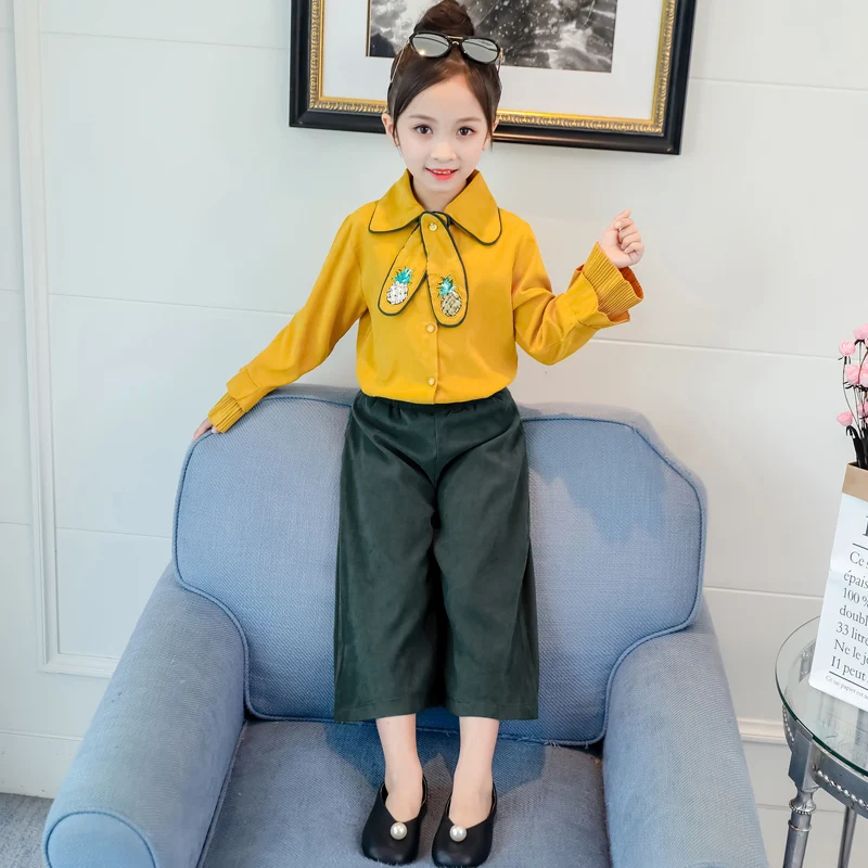 НОВЫЕ комплекты одежды для девочек детские рубашки с длинными рукавами + штаны