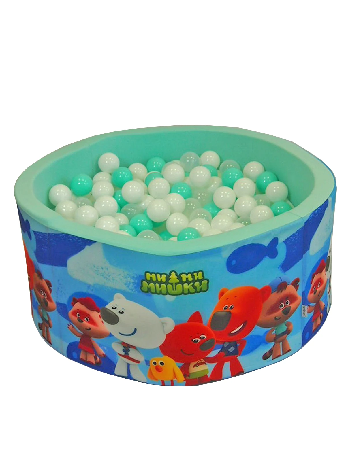 СУХОЙ БАССЕЙН &quotМиМиМишки синие рыбки фон Мятный&quot выс. 40см с шар. 200 шт (мятный