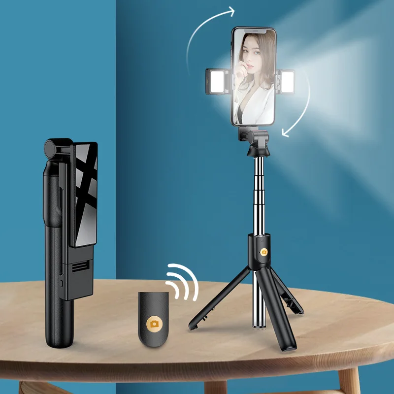 

Мини Беспроводная bluetooth селфи-палка 2022 новый стиль складной мини-штатив с заполнясветильник для IOS Android