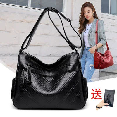 

England and Russian Large Capacity Ladies Handbag New Arrival Tote Bags For Women Genuine Leather Casual Bag in Black Color