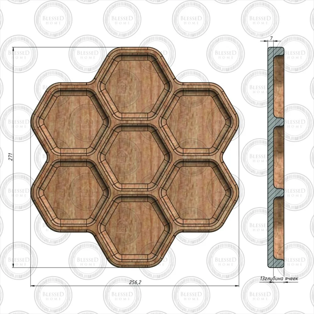 Менажница тарелка деревянная сервировочная декоративная Blessed HOME / D27 | Дом и сад