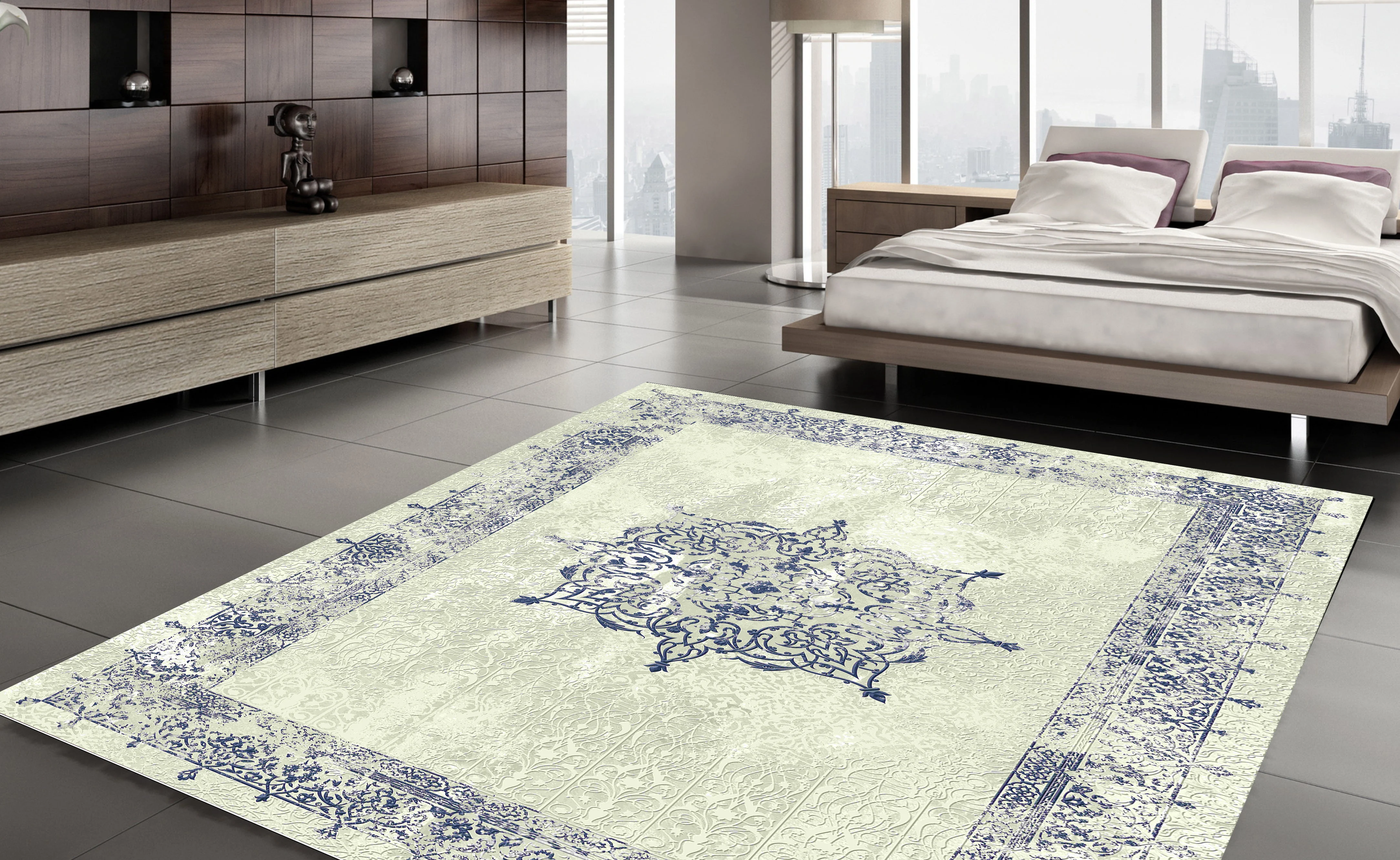 

Коврик с рисунком, Модный мягкий ковер в винтажном стиле дворца синего цвета, нескользящий, прочный, для домашнего декора