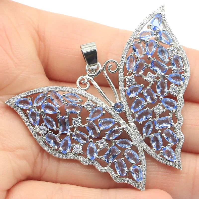 Кулон из серебра с натуральным фианитом 55 х45 мм|Подвески| |