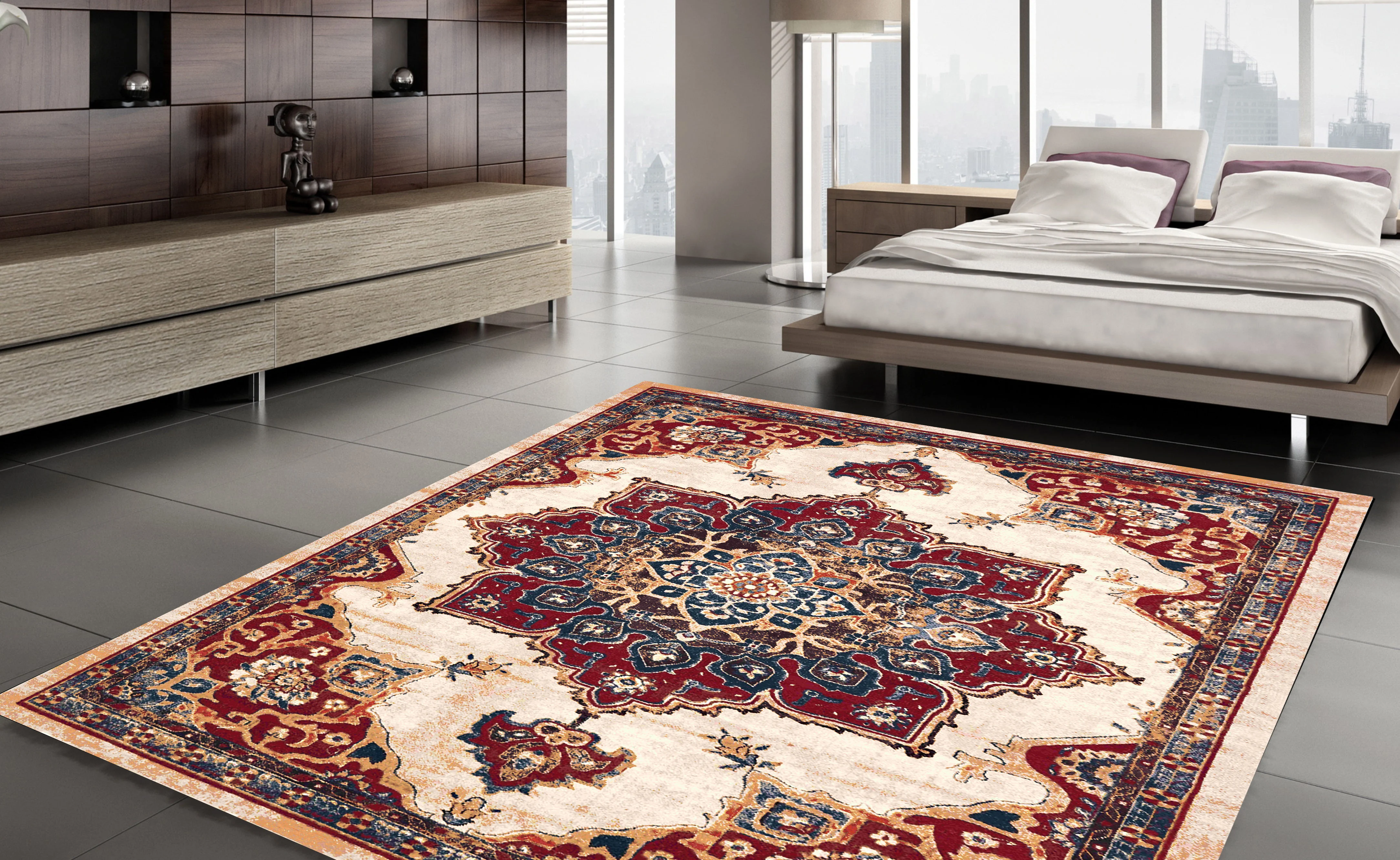 

Area Rug Fashion Carpet Cream Red Modern Floor Soft Vintage Rugs Non-Slip Home Decor Thick Runner Durable Carpets Kilim