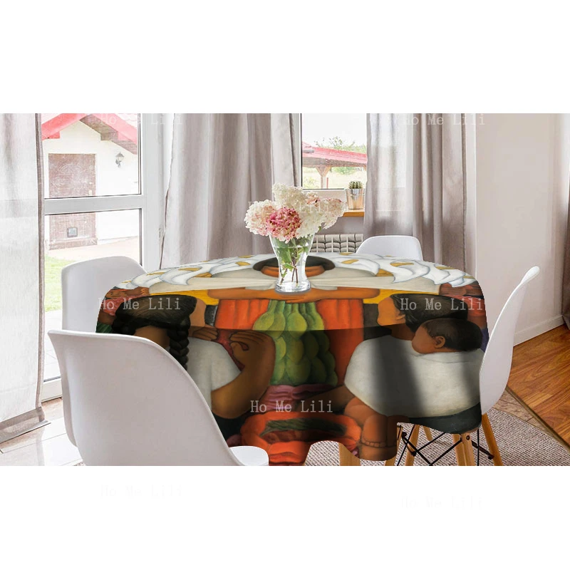 Африканская Этническая ретро винтажная круглая скатерть с рисунком Диего Ривера