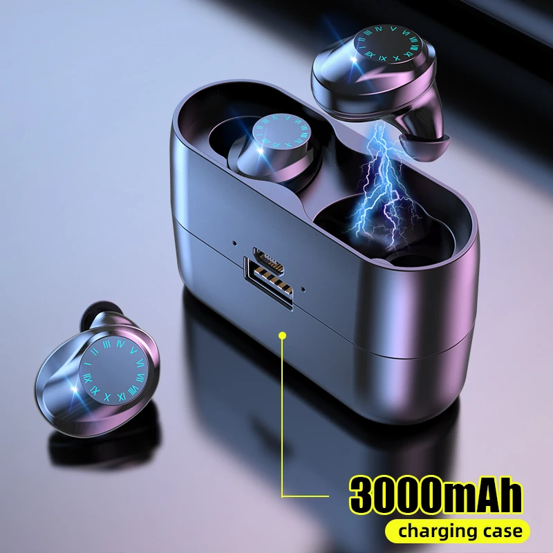 

Беспроводные наушники TWS с зарядным футляром, 3000 мАч, Bluetooth-наушники с шумоподавлением, спортивная водонепроницаемая гарнитура, стереонаушн...