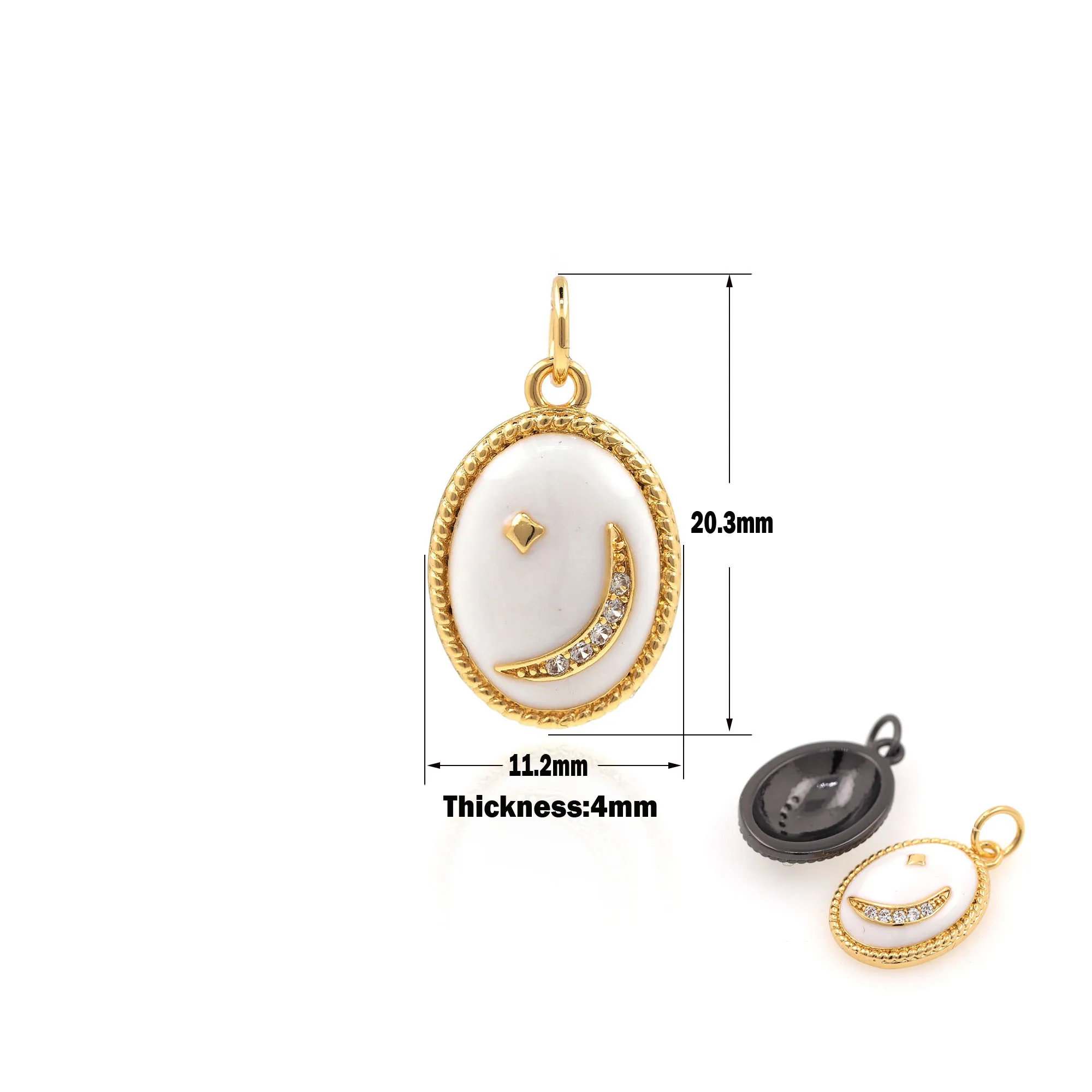 

Wholesale New Fashion Cubic Zirconia Oval Moon Pendant Jewelry Charm DIY Bracelet Necklace Supply Discovery Making