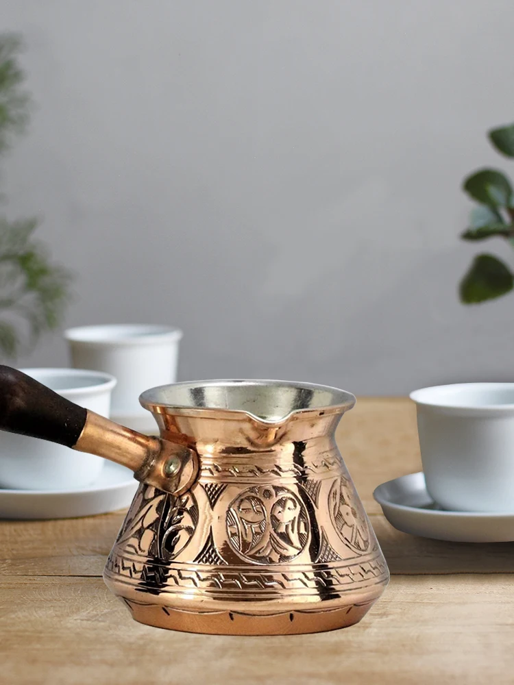 

Morya Copper Turkish Coffee Pot Mocha Espresso Latte Ewer Vintage Jazzva Briki Coffee Pot Kettle Drink Tool Cafetiere Stovetop 250ml