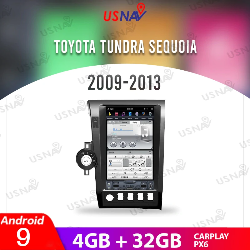 

USNAV 13.6" For Toyota TUNDRA SEQUOIA 2009-2013 Vertical Tesla Screen 4G+32G Android 9 Car Multimedia GPS Navi Stereo Head Unit