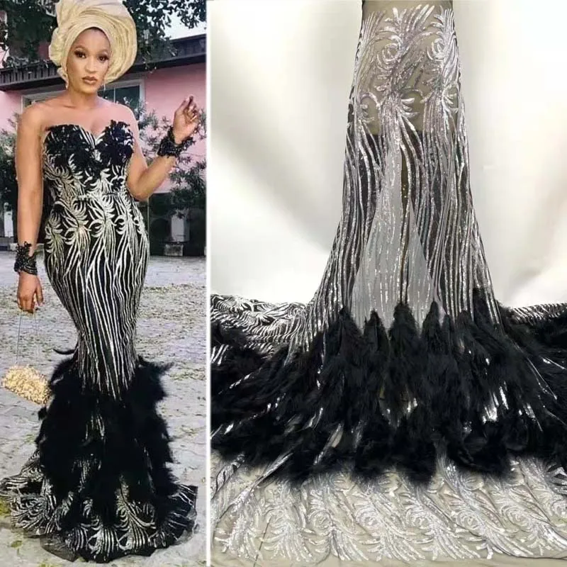 

CloverBridal 2022 пыльные бусины перо блестки модное Сетчатое Черное вечернее платье русалки vestidos elegantes para mujer WE9507