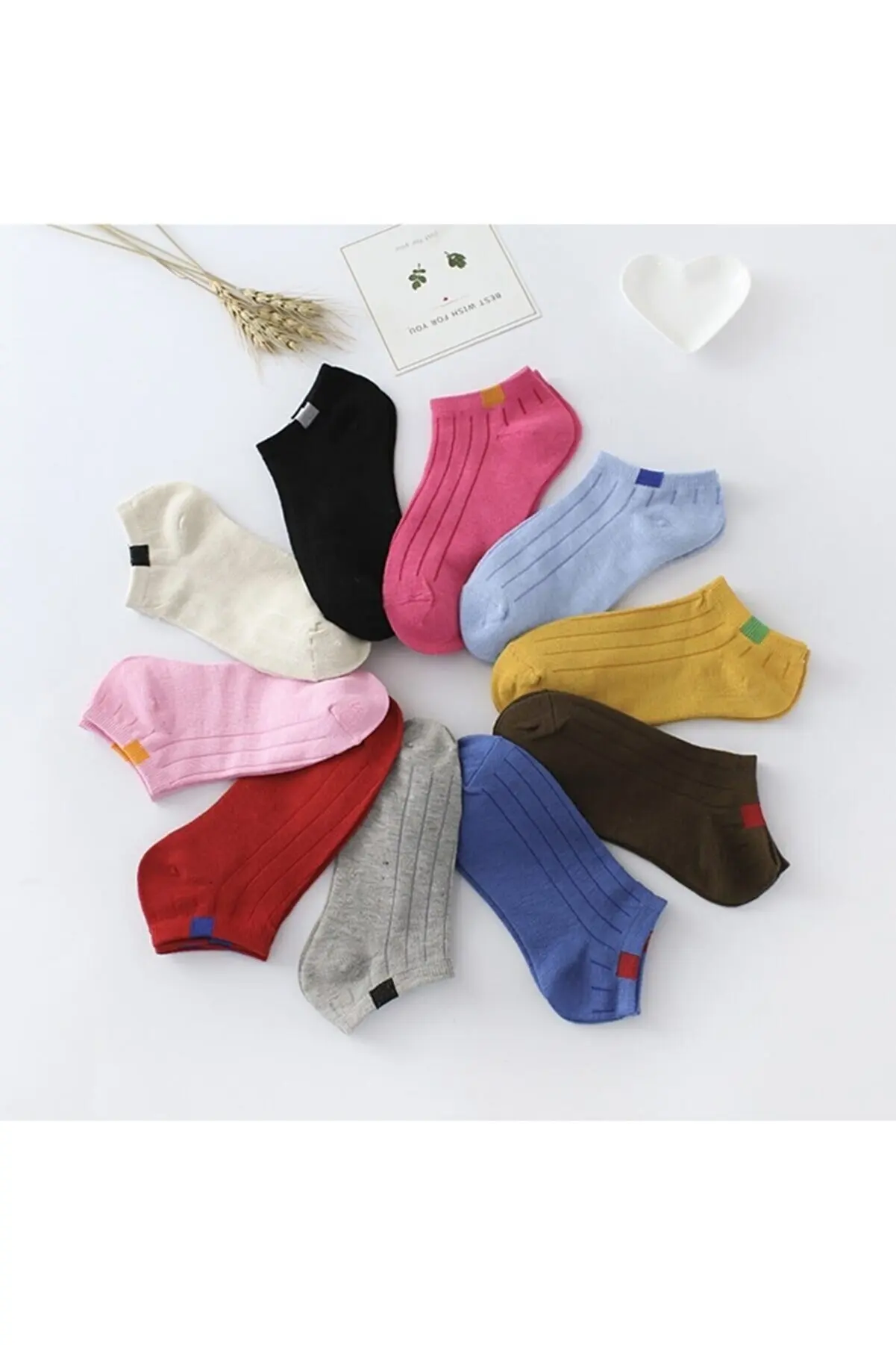 

10 Pairs Multicolor Women's Ankle-Length Cotton Booties