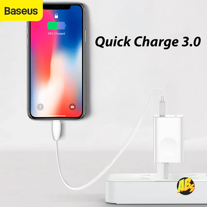 Baseus зарядный адаптер Quick Charge QC 3.0 24W оригинал зарядка для iPhone iPad Android сетевое ЗУ