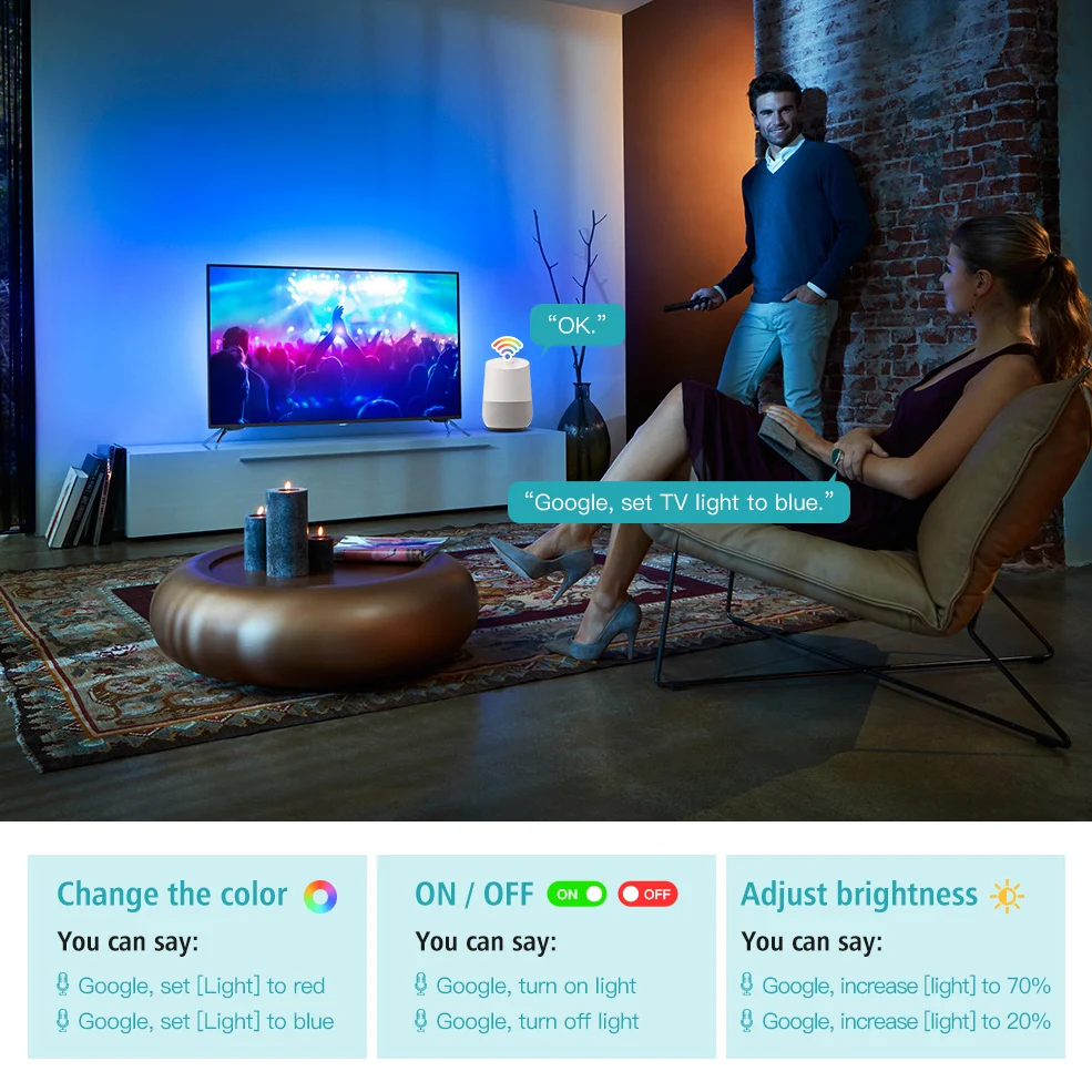 Светодиодная RGB светильник та Zigbee 3 0 с управлением через приложение и