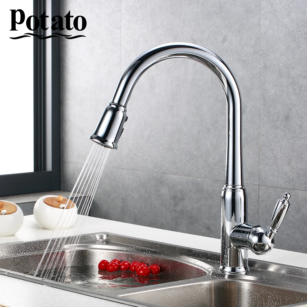 Potao Кран для кухонной раковины на бортике кран горячей и холодной воды с одной