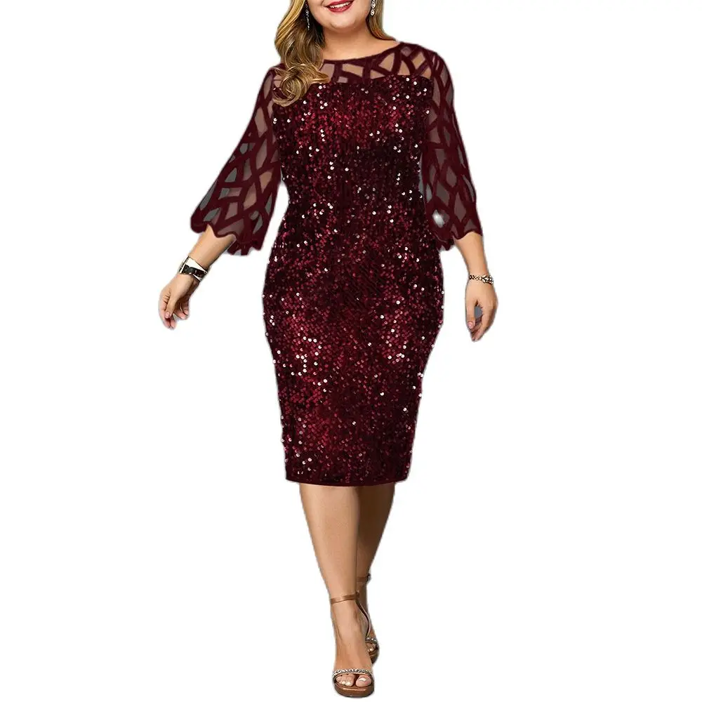 

Plus Size Women's Summer Dress Elegant Sequin Birthday Party Dresses For Women 2022 New Casual Dress Wedding Evening Outfits 5XL