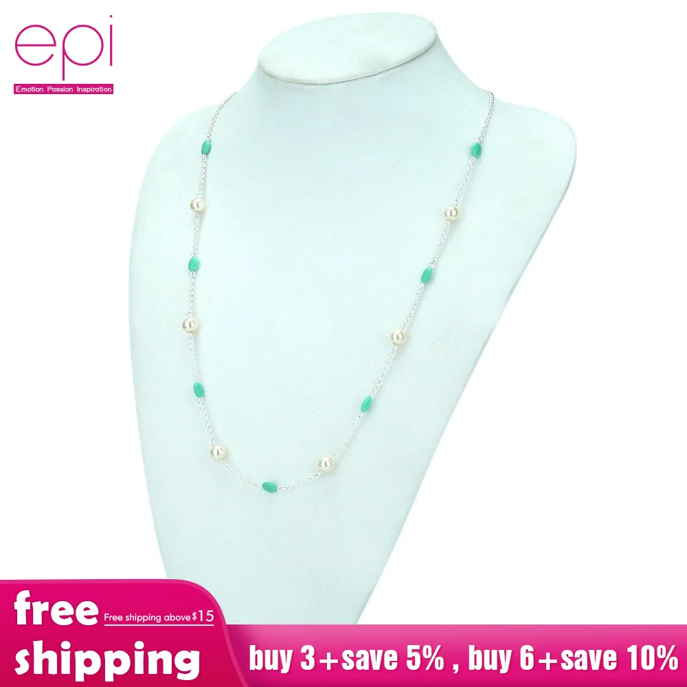 EPI простые длинные однослойные имитация жемчуга женские колье модные до ключиц
