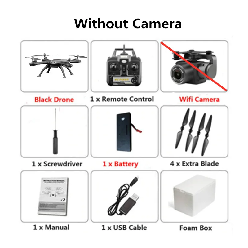 without camera black Профессиональный радиоуправляемый Дрон X6S HD камера 480 p/1080 p Квадрокоптер FPV Дрон однокнопочный возврат полета парение вертолет - Цвет: without camera black