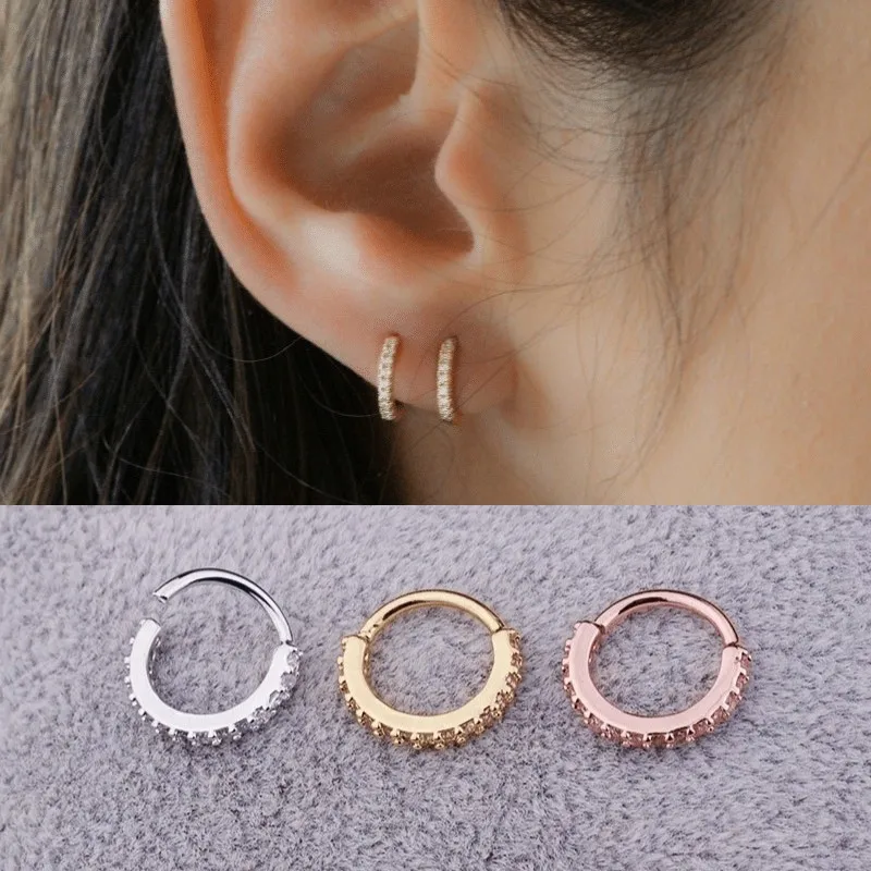

1 Pair Daintiness Gold Plating Helix Pierced Zircon Earrings Women's Fashion CC Cartilage Huggie Hoop Earring Jewelry