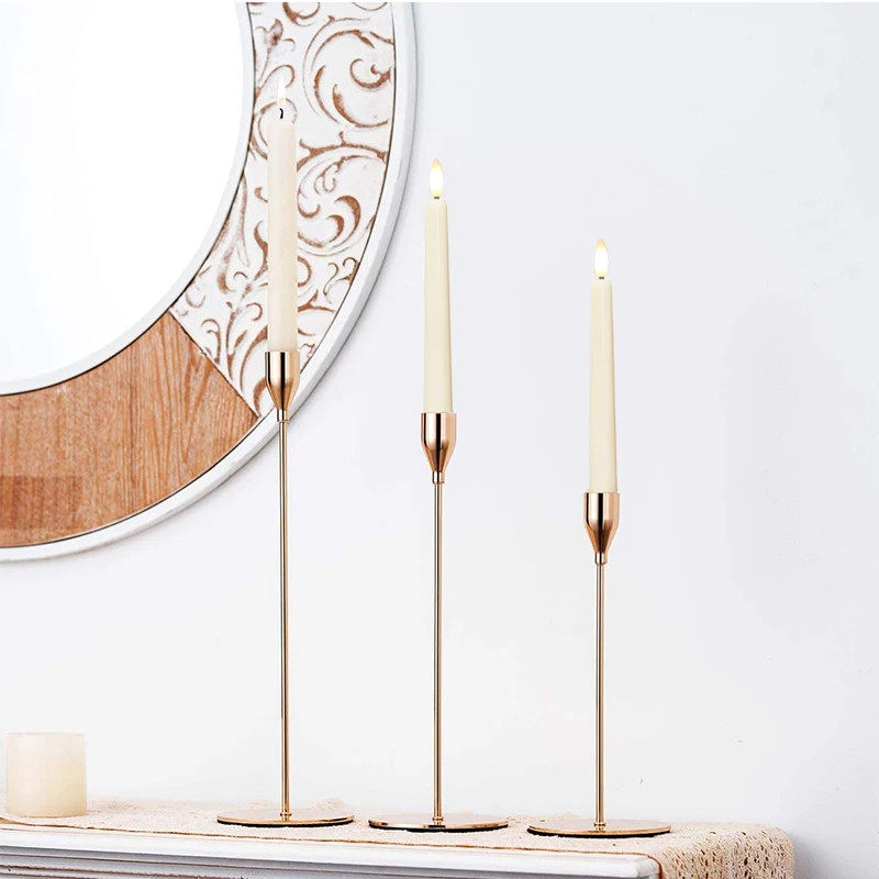 

3PCS Candlestick Holder Nordic Style High-Quality Metal And Plastic Pole Wax Candle Holder Gold/ Silver/ Black