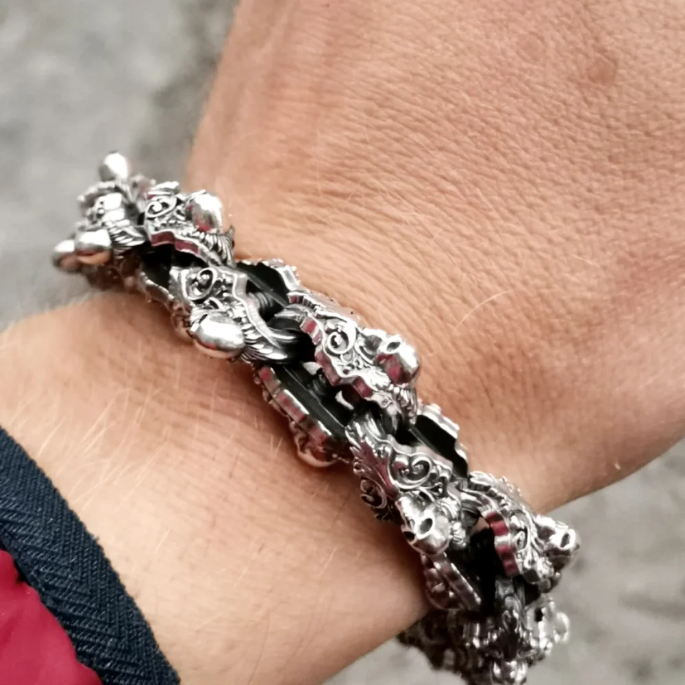 [D-7] Silver925 / 63g SKULL いぶし銀 ブレスレット Ue6af1ae6918f43dc9a7e090141dfb