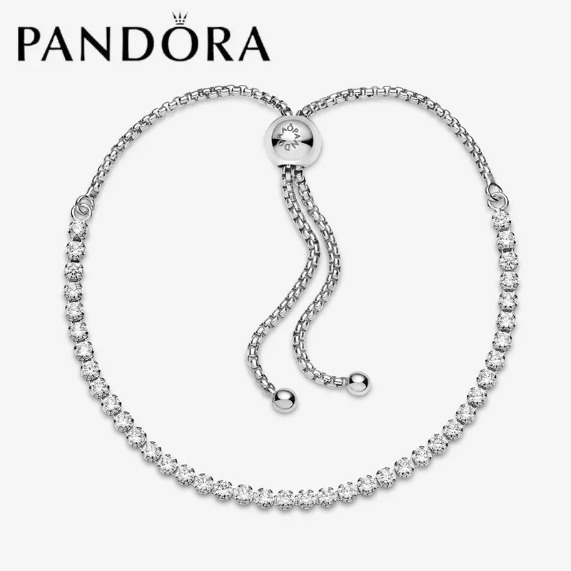 

Genuine PANDORA Clear Rose Gold Sparkling Slider Tennis Bracelet Stock With Box