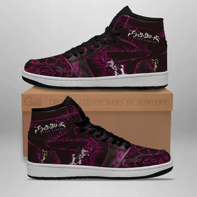 

2021 Summer Breathable Fashion Casual Black Asta Sneakers Custom Purple Black Clover Anime Sneakers