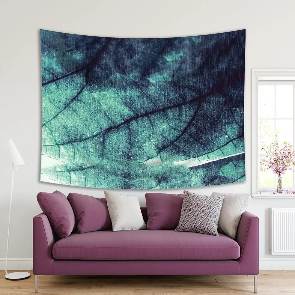 

Tapestry Tropical Leaves Foliage Retro Aged Look Nature Theme Nostalgic Photo Printed Green Black