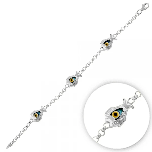 

Silver 925 Sterling Eyed Fish Bracelet