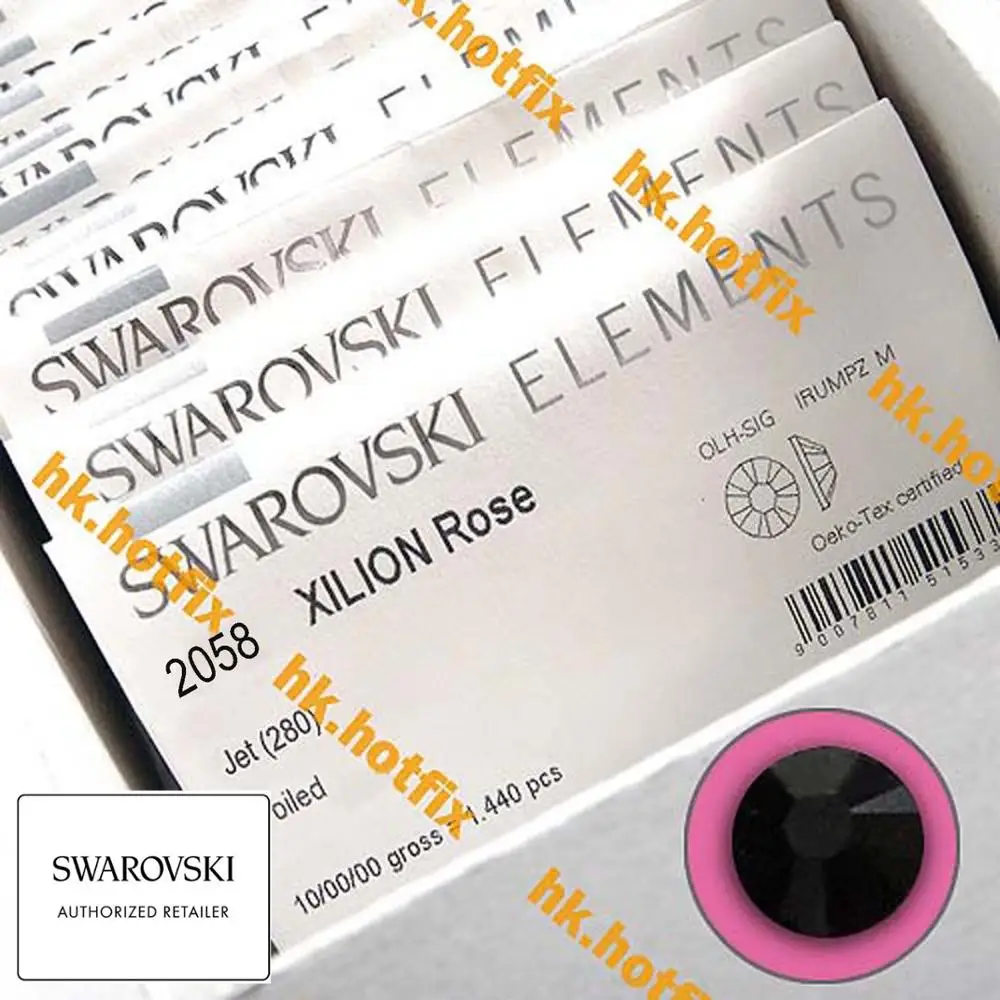 Swarovski Elements Black(280)(без горячей фиксации/горячей фиксации) железо вкл(ss3-ss34)(1 мм-7 мм) Стразы с плоским основанием