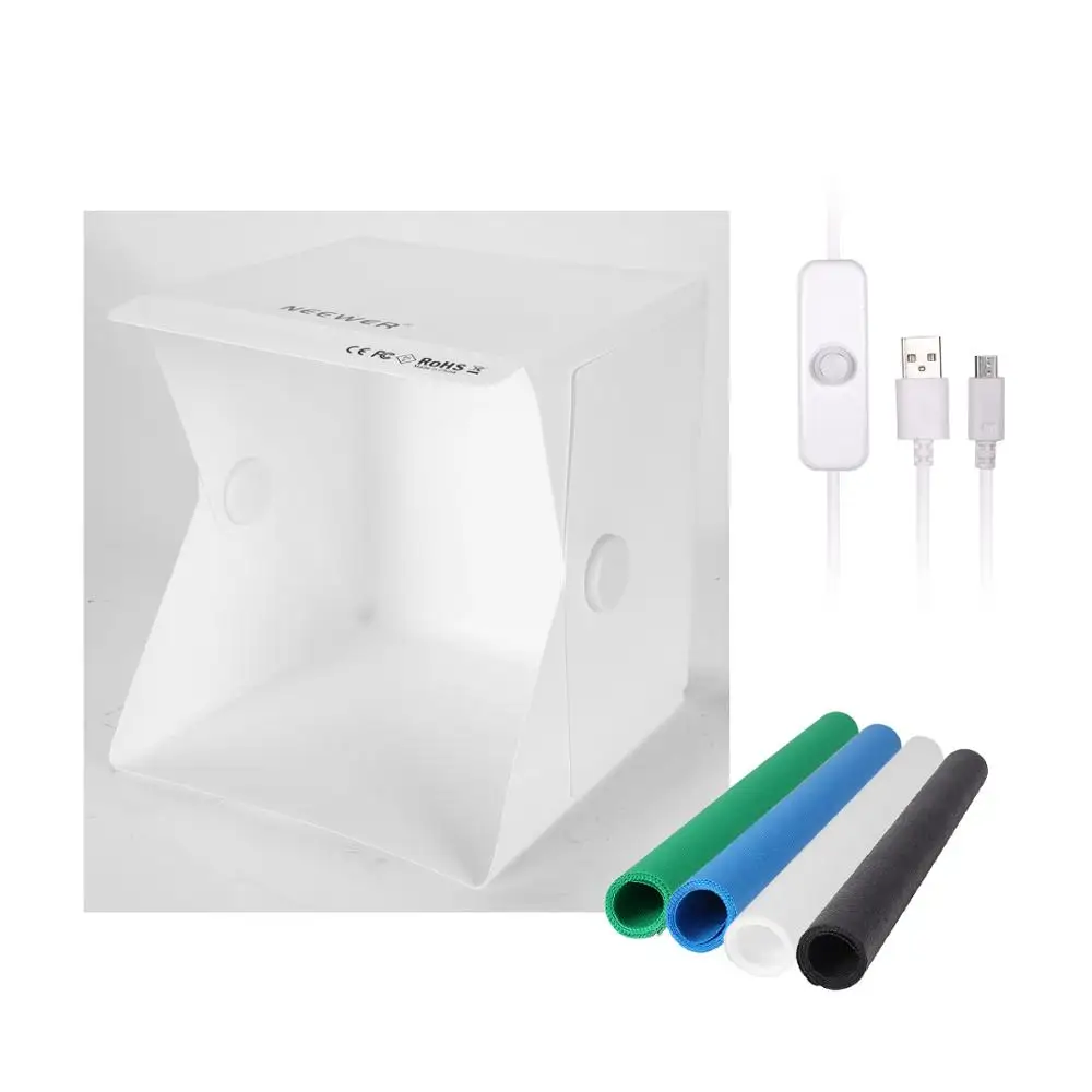 

Neewer Mini Photo Studio Box, 22cm Photography Shooting Light Tent, Folding Lighting Softbox with LED Beads for Product Display