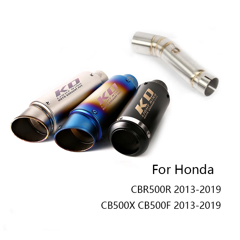 

51 мм комплект для выхлопной системы для Honda CBR500R CB500F CB500X 2013-2019 мотоцикл выхлопной трубы средней трубы слипоны 51 мм глушитель выхлопной трубы